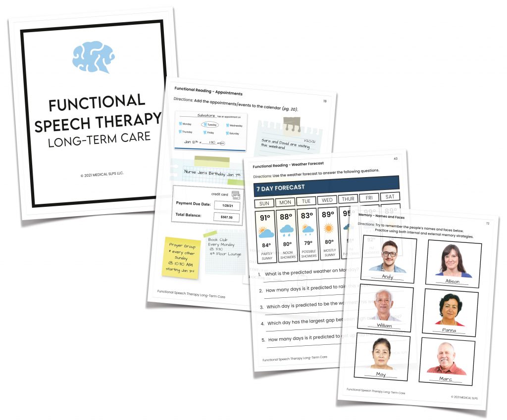 Responsive naming speech therapy materials medical slps
