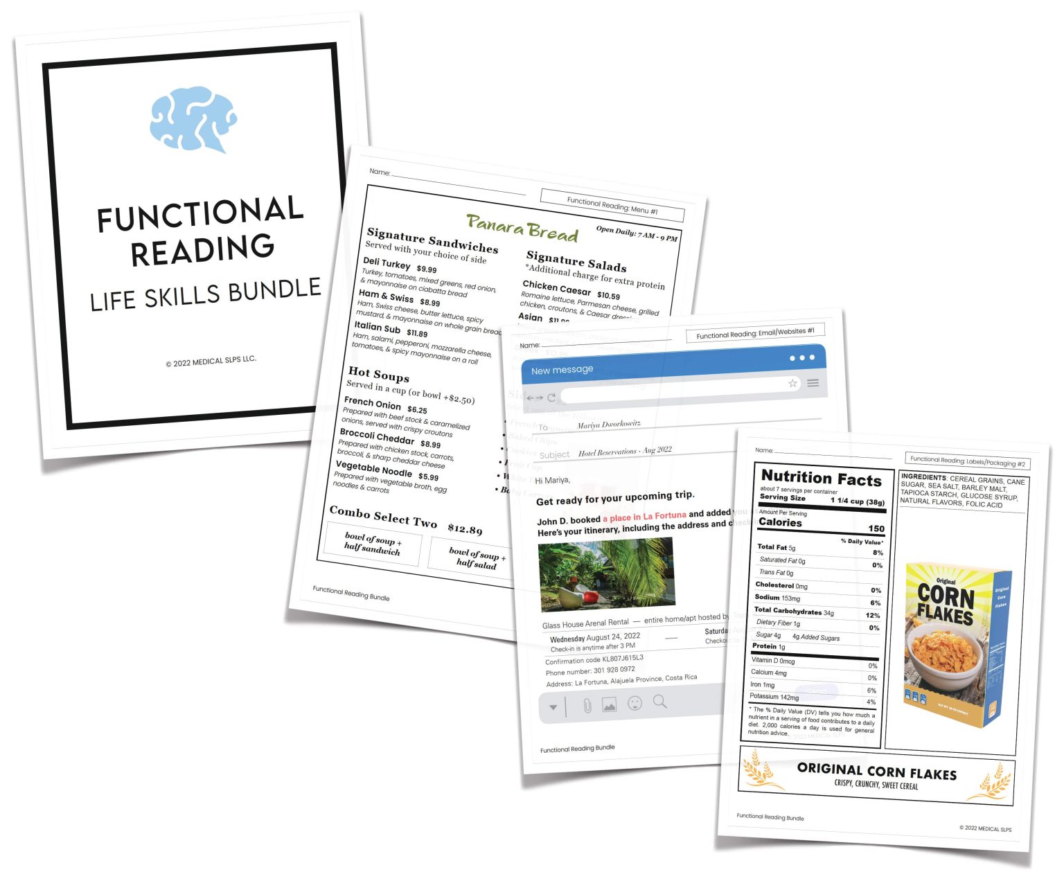 Functional Reading Life Skills Bundle Medical SLPs