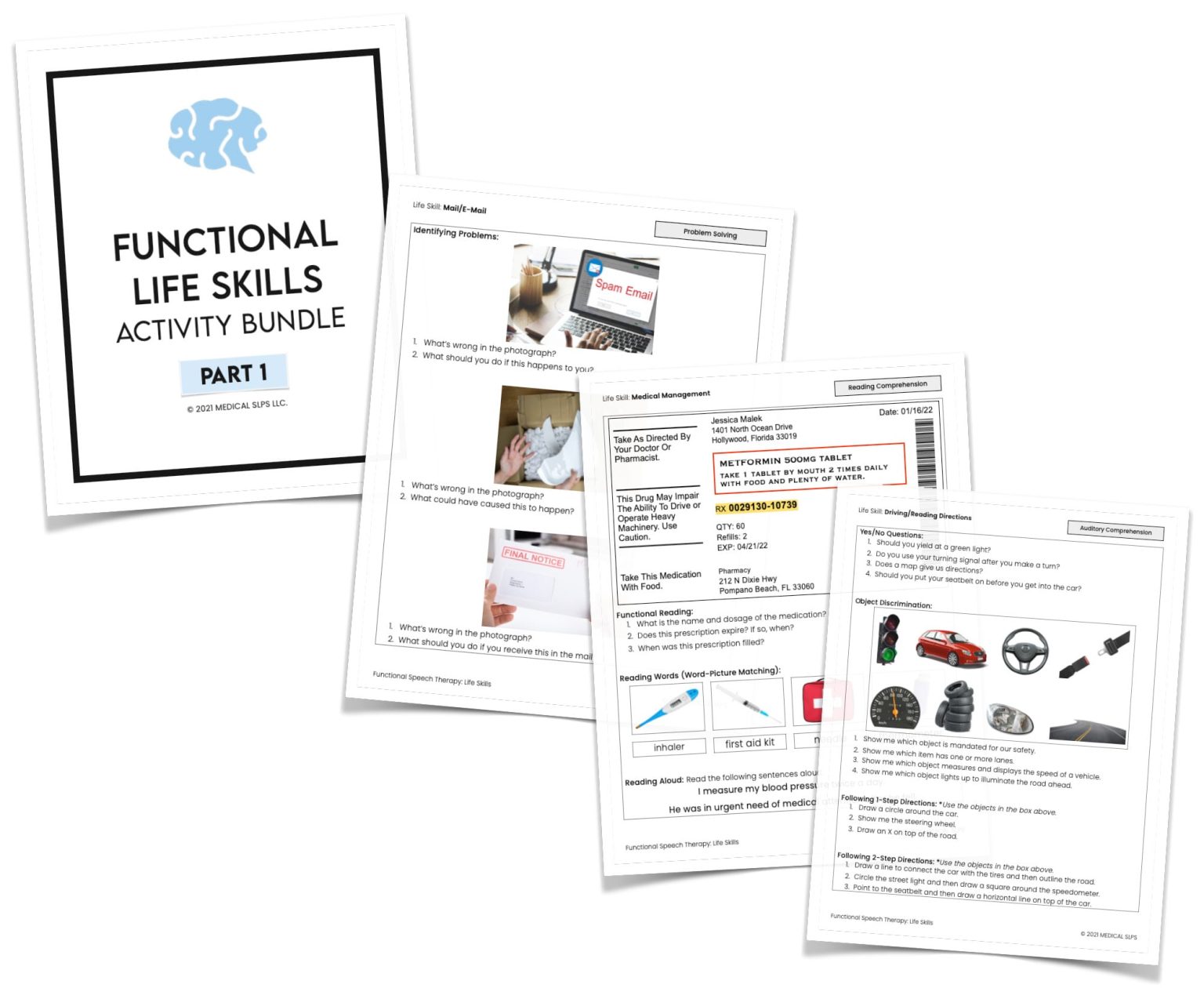 Functional Life Skills Activity Bundle Medical SLPs